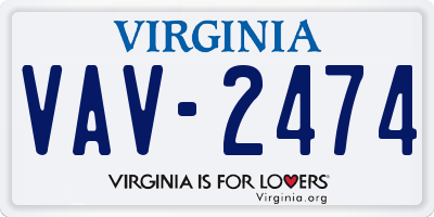VA license plate VAV2474