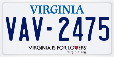VA license plate VAV2475