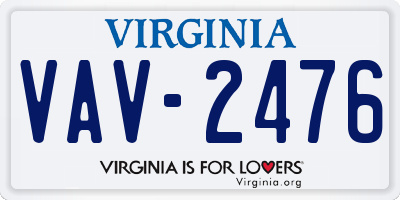 VA license plate VAV2476