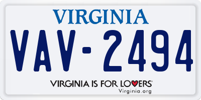 VA license plate VAV2494