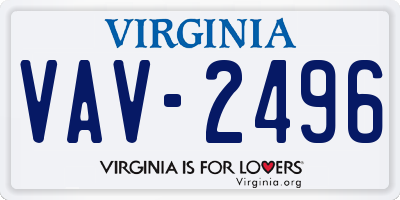 VA license plate VAV2496