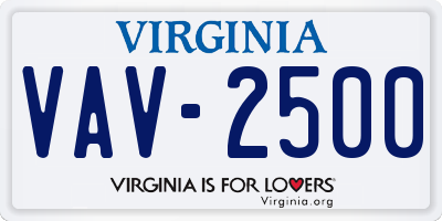 VA license plate VAV2500
