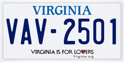 VA license plate VAV2501