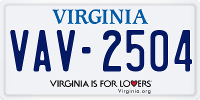 VA license plate VAV2504