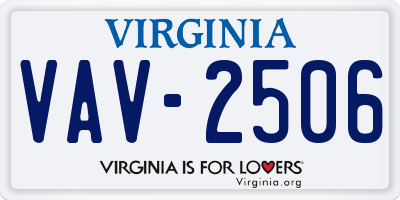 VA license plate VAV2506