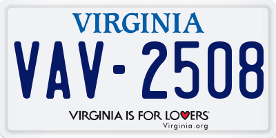 VA license plate VAV2508