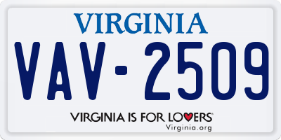 VA license plate VAV2509