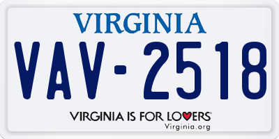 VA license plate VAV2518