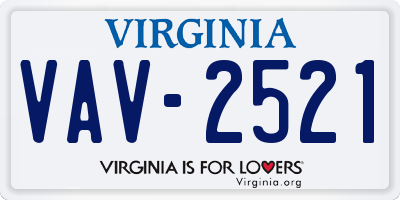 VA license plate VAV2521