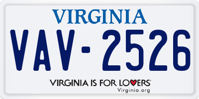 VA license plate VAV2526