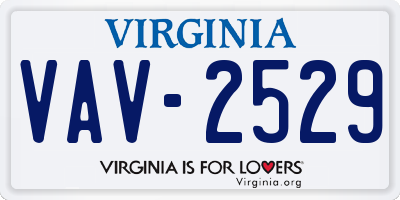 VA license plate VAV2529