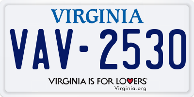 VA license plate VAV2530
