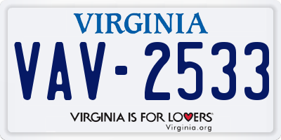 VA license plate VAV2533