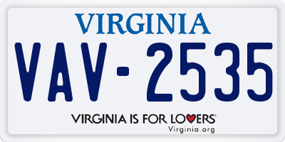 VA license plate VAV2535