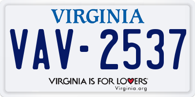 VA license plate VAV2537