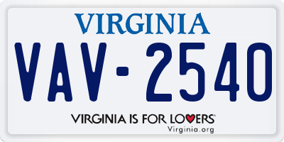 VA license plate VAV2540