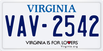 VA license plate VAV2542