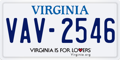 VA license plate VAV2546