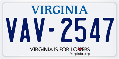 VA license plate VAV2547
