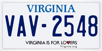 VA license plate VAV2548