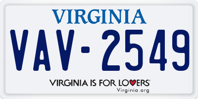 VA license plate VAV2549
