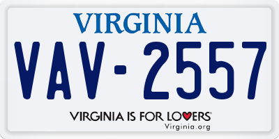 VA license plate VAV2557