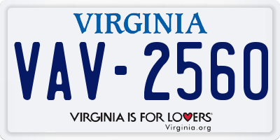 VA license plate VAV2560