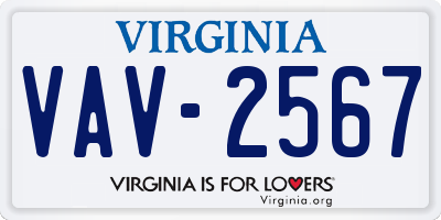 VA license plate VAV2567