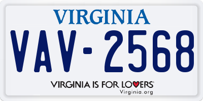 VA license plate VAV2568