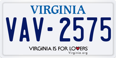 VA license plate VAV2575