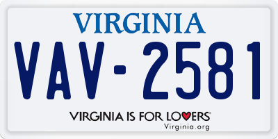 VA license plate VAV2581