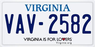 VA license plate VAV2582