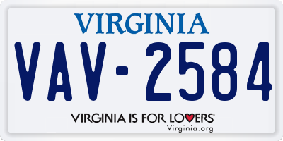VA license plate VAV2584