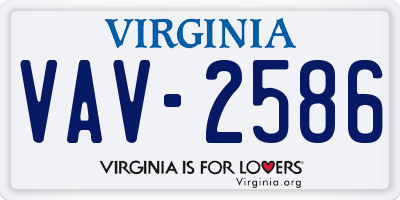 VA license plate VAV2586