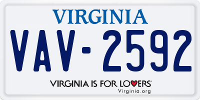 VA license plate VAV2592