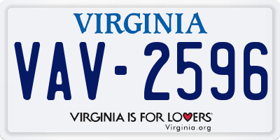 VA license plate VAV2596