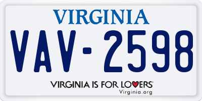 VA license plate VAV2598