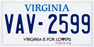 VA license plate VAV2599