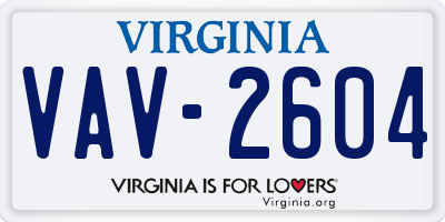 VA license plate VAV2604