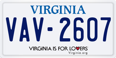VA license plate VAV2607
