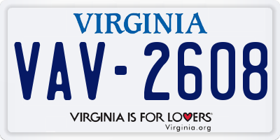 VA license plate VAV2608