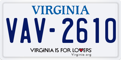 VA license plate VAV2610