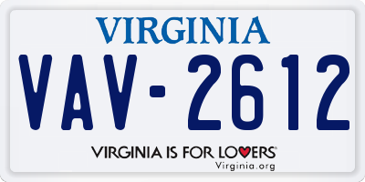 VA license plate VAV2612