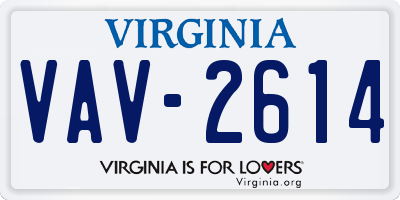 VA license plate VAV2614