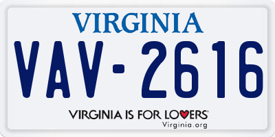 VA license plate VAV2616