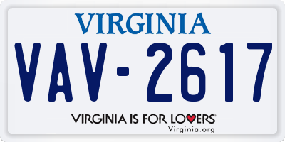 VA license plate VAV2617