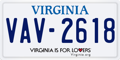 VA license plate VAV2618