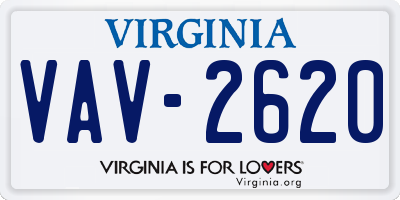 VA license plate VAV2620