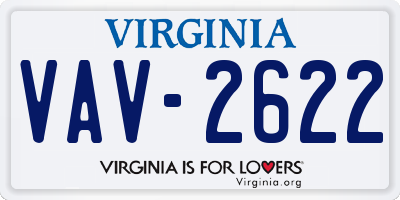 VA license plate VAV2622