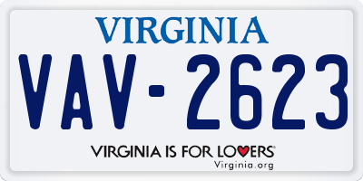 VA license plate VAV2623